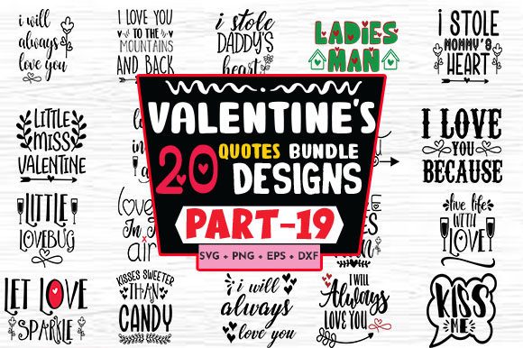 Love Valentine Quote Bundle 20 Designs